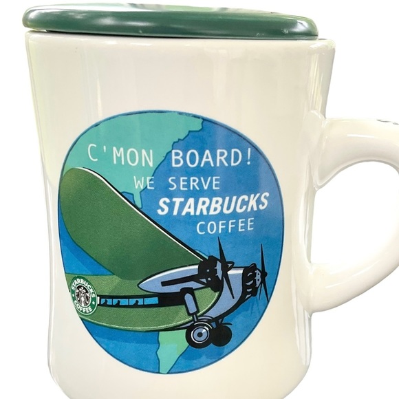 Starbucks Vintage 2001 Barista C'Mon Board Diner Style Coffee Mug Airplane - Picture 4 of 15